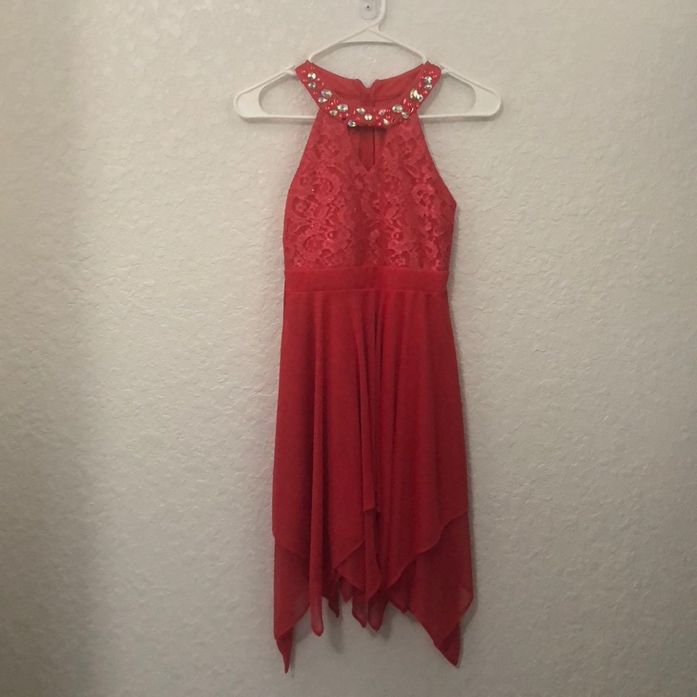 Tween Diva Girls 7-16 Neckline Angled Hem Dress